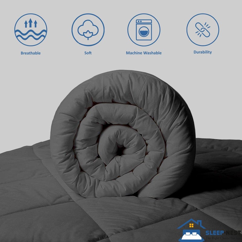 SLEEP-NEST Oversized King Comforter 136 x 120 Hotel Luxury Weighted Down Alternative Pinch Pleat 1 Piece Comforter with 8 Tabs/Loops 400 GSM-Box Stitched Extra Large Winter Soft - Dark Grey - Image 4